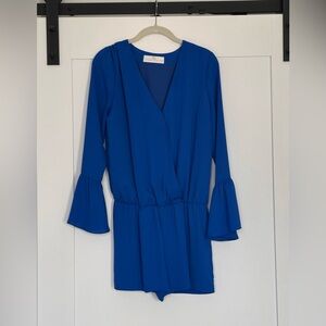 Amanda Uprichard Cobalt Blue Romper. Size Small. Like new, so flattering!